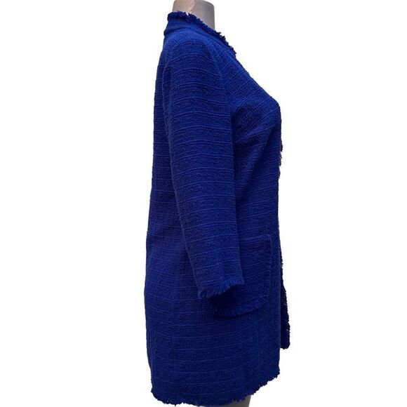 NWT Chico's Topper Duster Jacket Women's Size 4 Blue Tweed Textured 3/4 Sleeve - Picture 6 of 15
